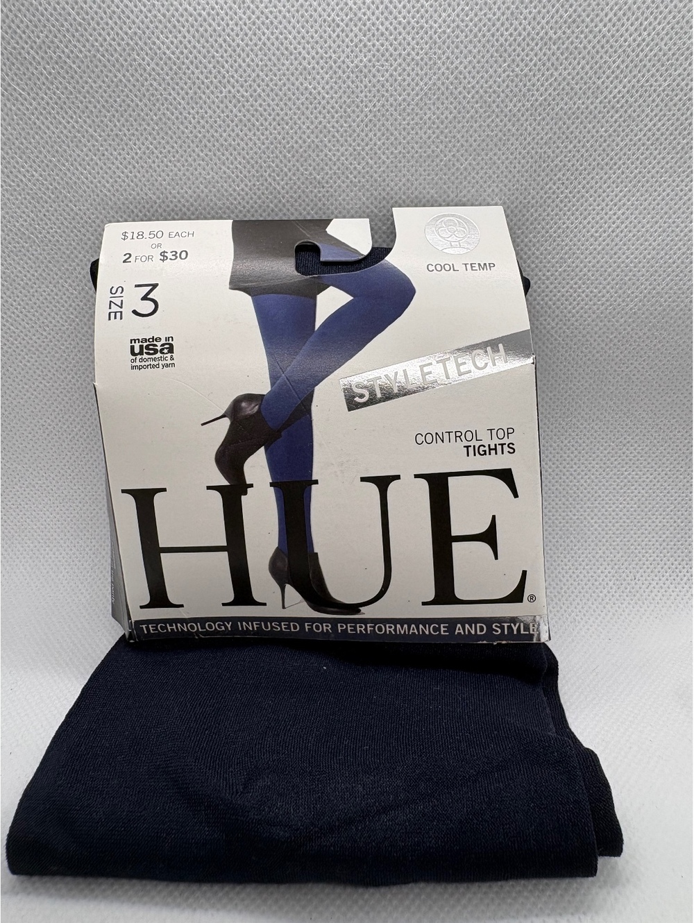 HUE Size 3 Control Top Tights in Navy Blue-P8